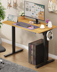 Lukzer Electric Automatic Height Adjustable Sit Stand Desk for Home & Office | EST - 003 | (Black & Oak Brown/Black & Light Oak/Black & Black/White & White/White & Oak Light/White & Oak Brown)