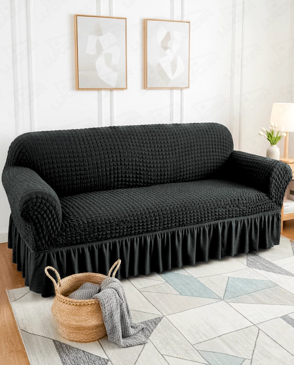 Lukzer Turkish Design Bubble Pattern Sofa Cover Bubble Slate Grey (SC-100-01)