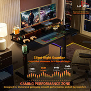 Lukzer Electric Height Adjustable Desk with Monitor Riser USB & Type-C Sit-Stand Table (EST-004/Black & Black)