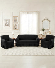 Lukzer Turkish Design Bubble Pattern Sofa Cover - Bubble Charcoal Black (SC-096-01)