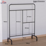 Lukzer Multi-Purpose Metal Garment Stand with Multi-Level Hanging Bars – 145x109x40cm (Black/Gold/White, Model: MGS-005)