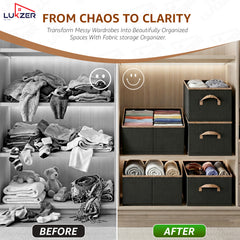 Lukzer 1Pc Black Foldable Clothes Organiser Storage Box (non-woven)