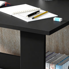 Lukzer Modern Computer Desk with Bookshelf Study Table Made with Engineered Wood (ST-005/Black)