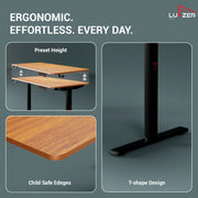 Lukzer Electric Height Adjustable Desk with USB & Type-C Study Table (EST-003/UC-Black & Oak Brown)