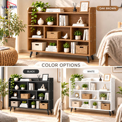 Lukzer 7-Section Engineered Wood Book Shelf with Legs (MR-008L)