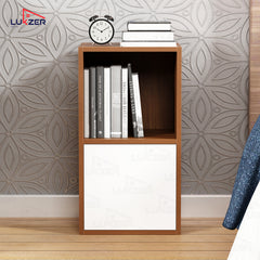 Lukzer Engineered Wood 2 Layer Storage Cabinet with Open Display Rack (MR-021/Oak Brown)