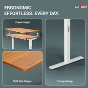 Lukzer Electric Height Adjustable Desk with USB & Type-C Study Table (EST-003/UC-White & Oak Brown)
