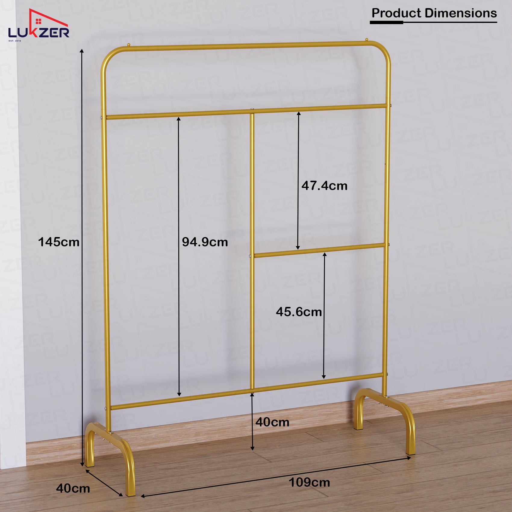 Multi-Purpose Metal Garment Stand with Multi-Level Hanging Bars | (MGS-005/145x109x40cms)