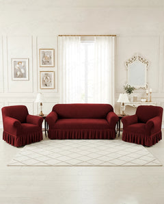 Lukzer Turkish Design Bubble Pattern Sofa Cover Bubble Wine Red (SC-098-01)