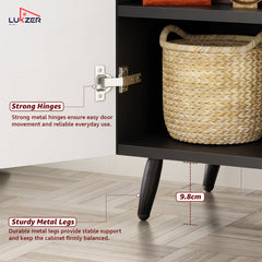 Lukzer Wooden Book Shelf & Storage Cabinet with White Doors (MR-034/Black)