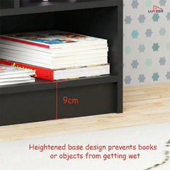Lukzer Multipurpose 7-Section Storage Rack with 4 Shelves Bookcase Unit (MR-008/Black)
