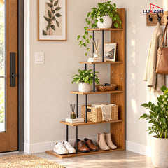 Lukzer 5-Tier Ladder Multipurpose Engineered Wood Book Shelf (MMR-015)