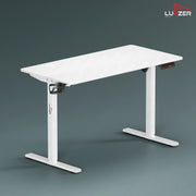 Lukzer Electric Height Adjustable Desk with USB & Type-C Study Table (EST-003/UC-White & White)