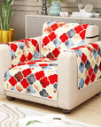Lukzer Quilted Reversible Sofa Cover Mat with Arms | Polyester Blend 350 GSM Full Coverage & Back Belt for Stability | Washable Furniture Protector.