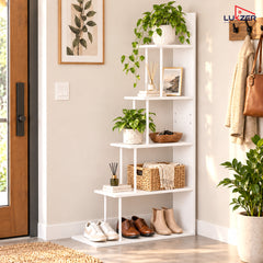 Lukzer 5-Tier Ladder Multipurpose Engineered Wood Book Shelf (MMR-015)