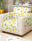 Lukzer Quilted Reversible Sofa Cover Mat with Arms | Polyester Blend 350 GSM Full Coverage & Back Belt for Stability | Washable Furniture Protector.