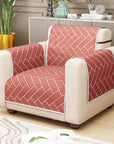 Lukzer Quilted Reversible Sofa Cover Mat with Arms | Polyester Blend 350 GSM Full Coverage & Back Belt for Stability | Washable Furniture Protector.