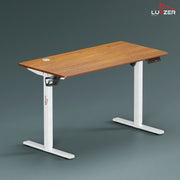 Lukzer Electric Height Adjustable Desk with USB & Type-C Study Table (EST-003/UC-White & Oak Brown)
