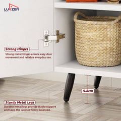 Lukzer Wooden Book Shelf & Storage Cabinet with White Doors (MR-034/White)