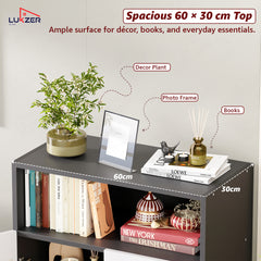 Lukzer Wooden Book Shelf & Storage Cabinet with White Doors (MR-034/Black)
