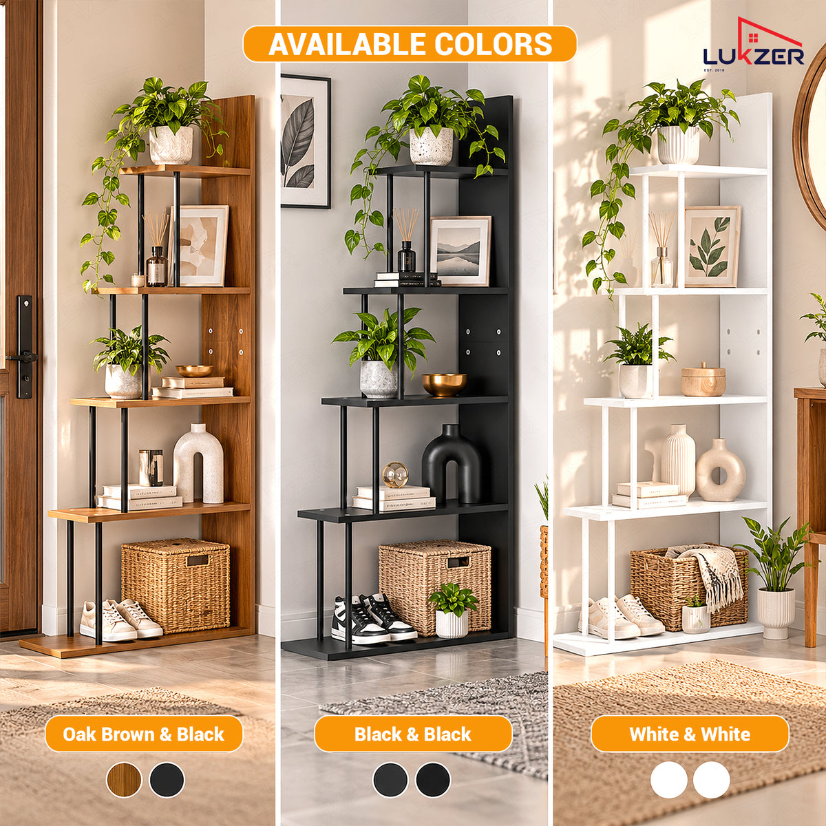 Lukzer 5-Tier Ladder Multipurpose Engineered Wood Book Shelf (MMR-015)