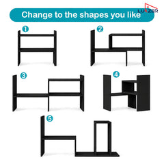 Lukzer Adjustable 5-Tier Bookshelf Multi-Functional Storage Rack (MR-011/Black)