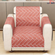 Lukzer Quilted Reversible Sofa Cover Mat with Arms | Polyester Blend 350 GSM Full Coverage & Back Belt for Stability | Washable Furniture Protector.