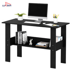 Lukzer Modern Computer Desk with Bookshelf Study Table Made with Engineered Wood (ST-005/Black)