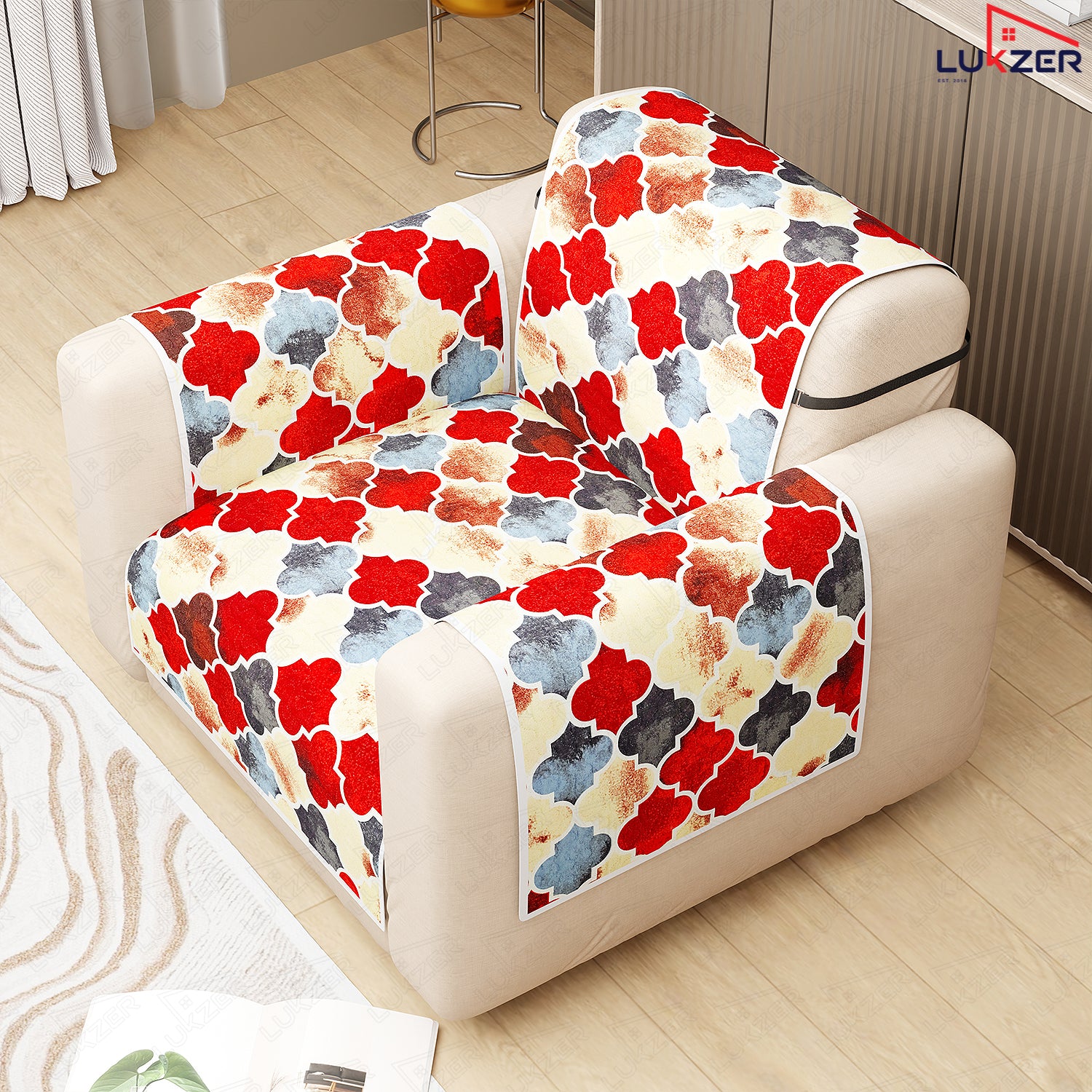 Lukzer Quilted Reversible Sofa Cover Mat with Arms | Polyester Blend 350 GSM Full Coverage &amp; Back Belt for Stability | Washable Furniture Protector.