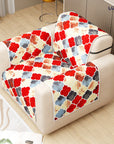 Lukzer Quilted Reversible Sofa Cover Mat with Arms | Polyester Blend 350 GSM Full Coverage & Back Belt for Stability | Washable Furniture Protector.