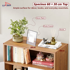 Lukzer Wooden Book Shelf & Storage Cabinet with White Doors (MR-034/Oak Brown)