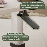 Lukzer Adjustable Overbed Study Table with Tilt Top, Cupholder & Wheels (MST-003/White & White)