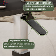 Lukzer Adjustable Overbed Study Table with Tilt Top, Cupholder & Wheels (MST-003/Black & Black)