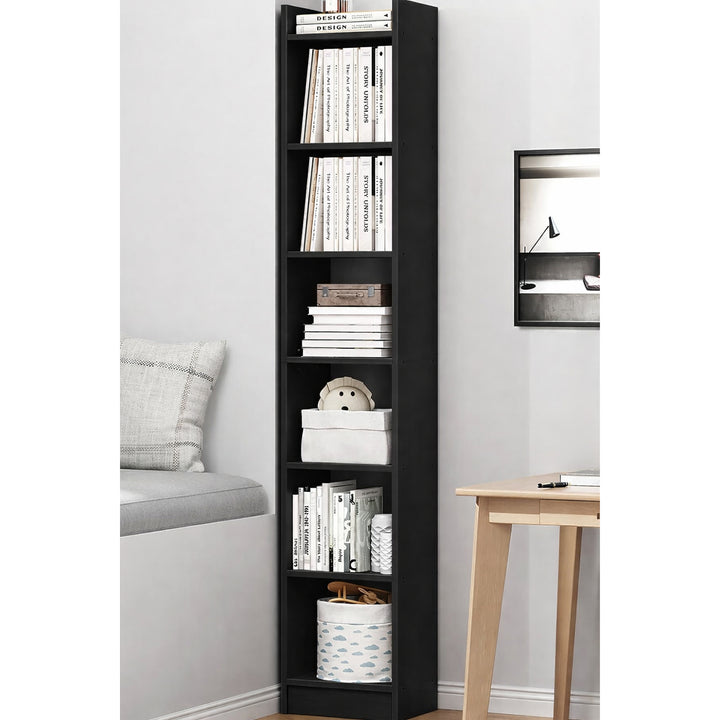 Lukzer 6 Layer Engineered Wood Bookshelf Multipurpose Rack (MR-005/Black)