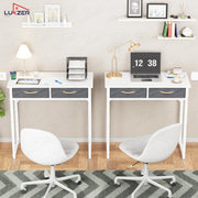 Lukzer Metal Frame & Engineered Wood Office & Study Computer Desk with Drawer (STM-006/White & White)