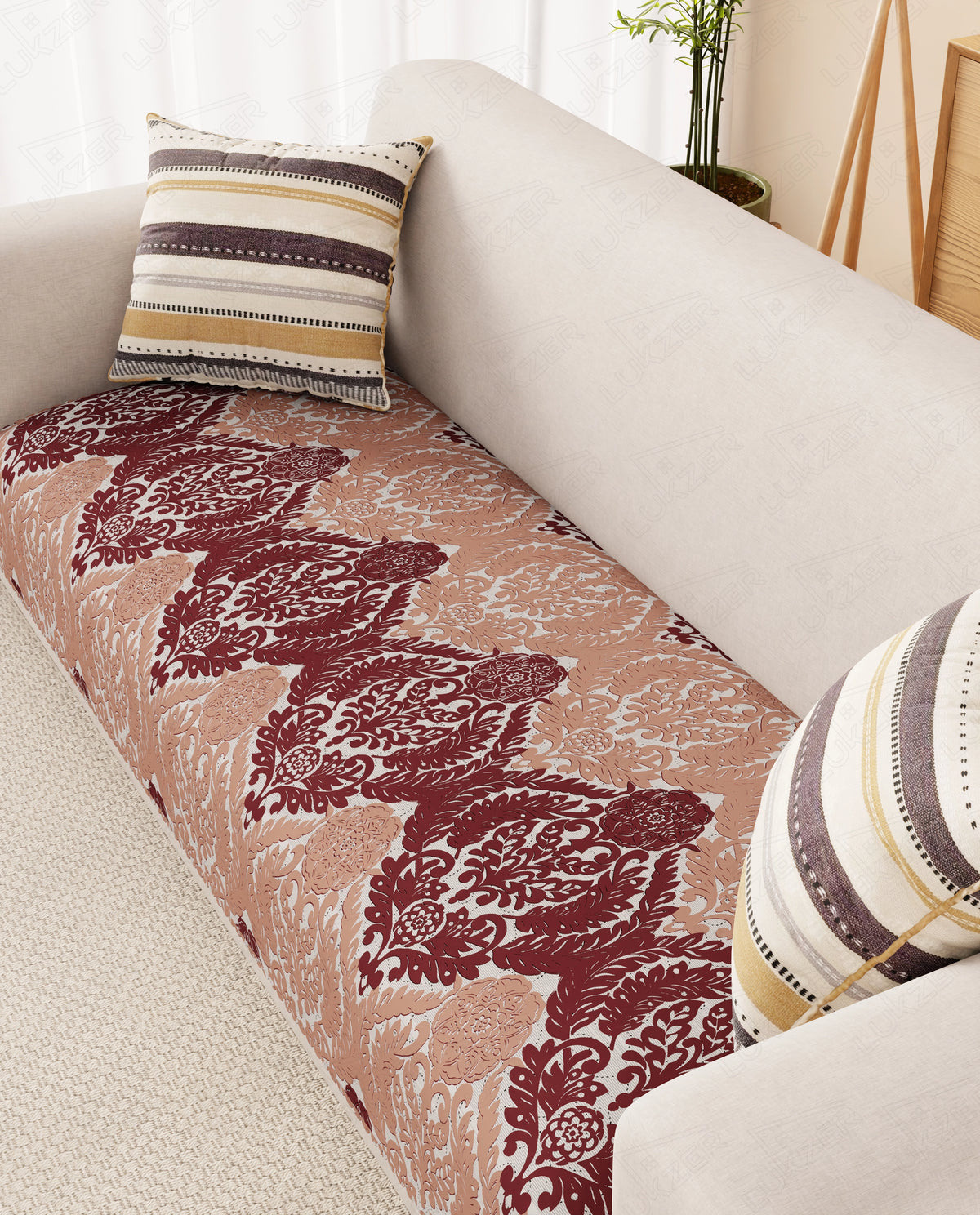 Lukzer Quilted Reversible Leopard Print Sofa Mat with WaveEdge Ultrasonic Cut (ONLY SEAT COVER) - SC-220-01WE