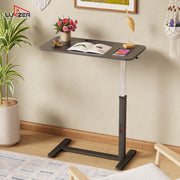Lukzer Modern Adjustable Overbed Study Table with Wheels (MST-002/Black & Black)