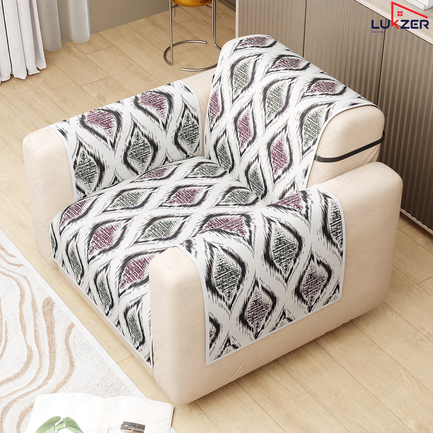 Lukzer Quilted Reversible Sofa Cover Mat with Arms | Polyester Blend 350 GSM Full Coverage &amp; Back Belt for Stability | Washable Furniture Protector.