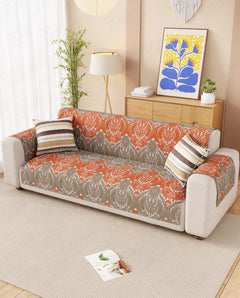 Lukzer Quilted Reversible Royal Petals Sofa Mat with WaveEdge Ultrasonic Cut (WITH BACK & HAND REST) - SC-219-01WB
