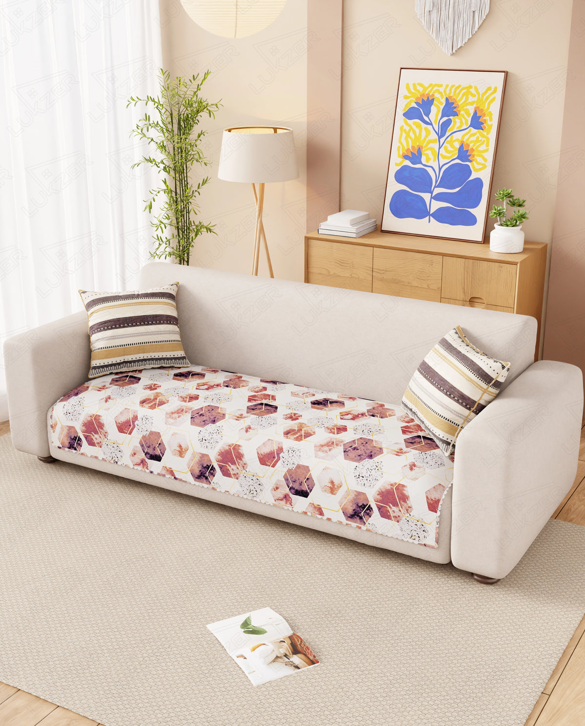 Lukzer Quilted Reversible Marble Mesh Sofa Mat with WaveEdge Ultrasonic Cut (ONLY SEAT COVER) - SC-204-01WE