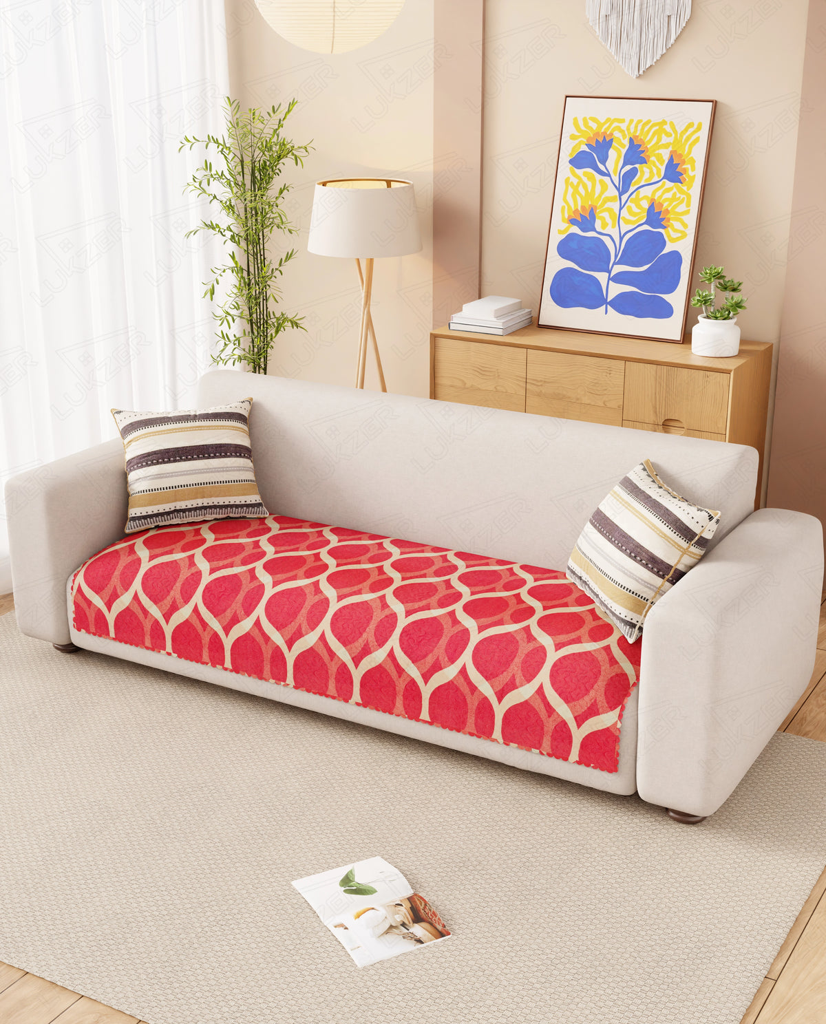 Lukzer Quilted Reversible Dessert Jewel Sofa Mat with WaveEdge Ultrasonic Cut (ONLY SEAT COVER) - SC-202-01WE