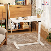 Lukzer Modern Adjustable Overbed Study Table with Wheels (MST-002/White & White)