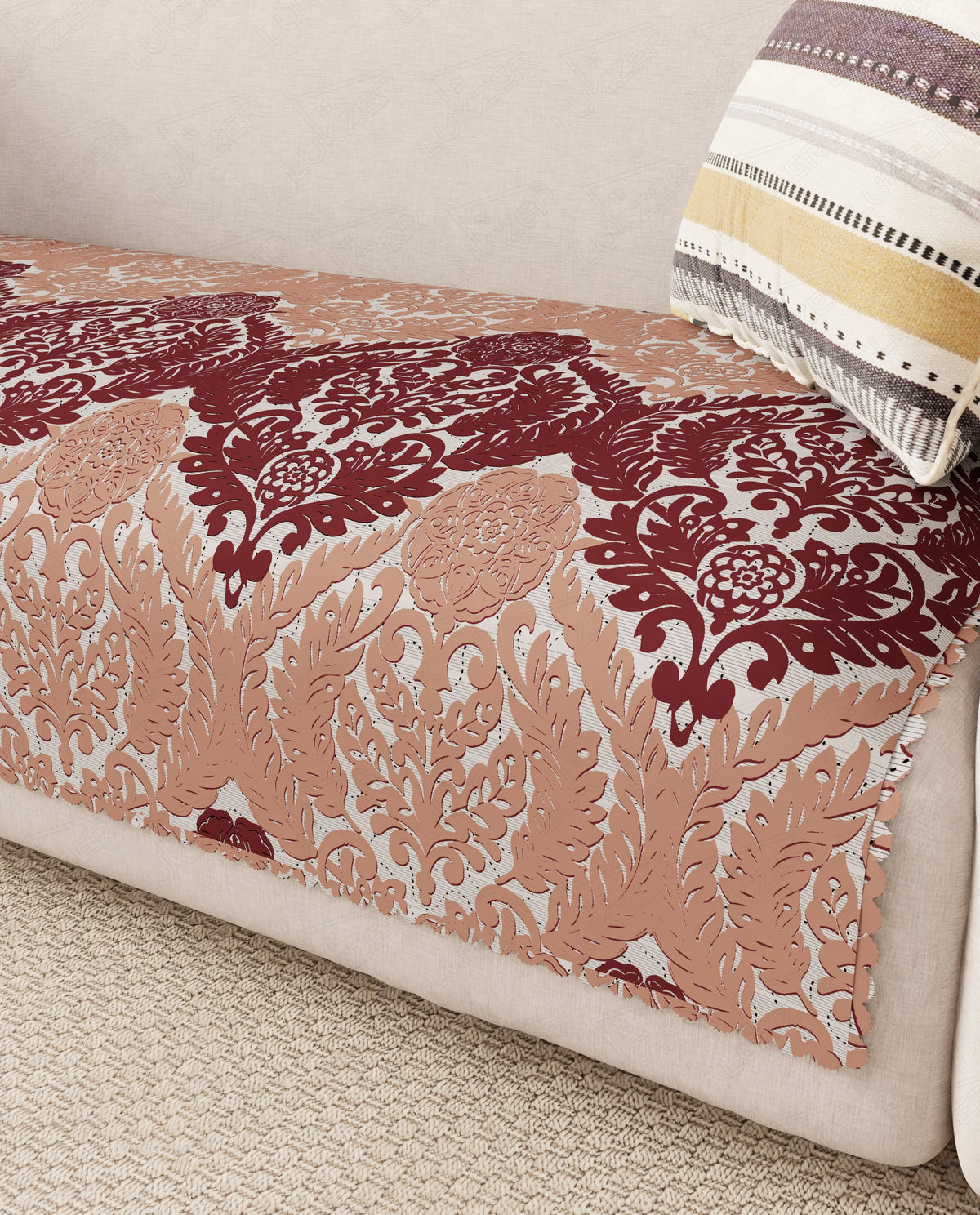 Lukzer Quilted Reversible Leopard Print Sofa Mat with WaveEdge Ultrasonic Cut (ONLY SEAT COVER) - SC-220-01WE