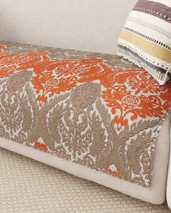 Lukzer Quilted Reversible Royal Petals Sofa Mat with WaveEdge Ultrasonic Cut (ONLY SEAT COVER) - SC-219-01WE