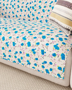 Lukzer Quilted Reversible Ikat Rose Sofa Mat with WaveEdge Ultrasonic Cut (WITH BACK & HAND REST) - SC-203-01WB