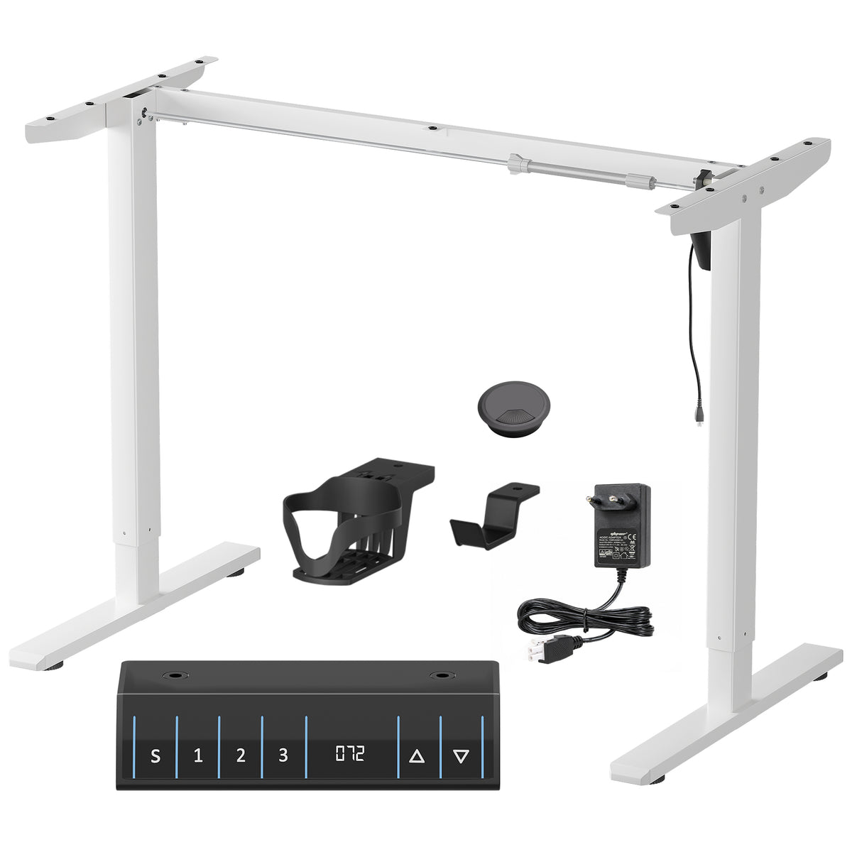 Lukzer Electric Height Adjustable Desk Frame with USB & Type-C Port on Control (EST-003/UC-F/White)