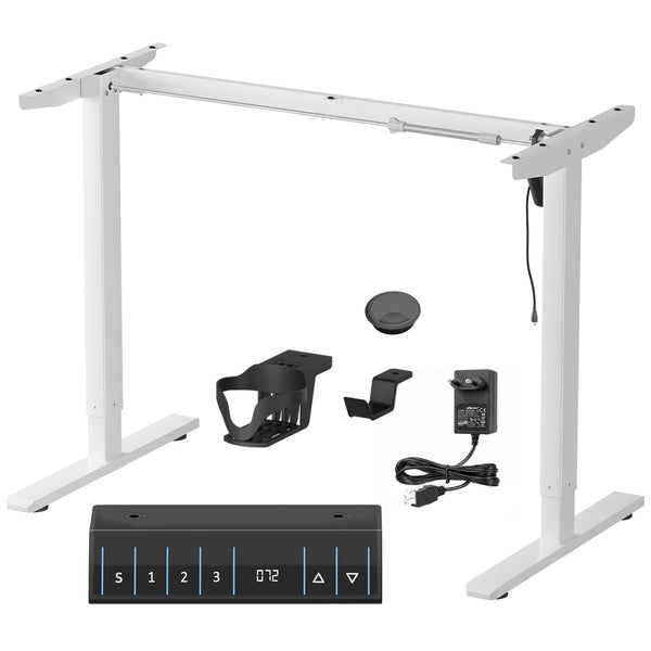 Lukzer Electric Height Adjustable Desk Frame with USB & Type-C Port on Control (EST-003/UC-F/White)