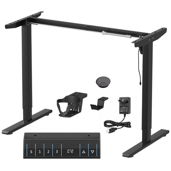 Lukzer Electric Height Adjustable Desk Frame with USB & Type-C Port on Control (EST-003/UC-F/Black)