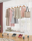 Multi-Functional Cloth Rack Stand with Bottom Shelves & Wheels | (Cat Ear Design/148x120x38cms)