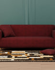 Jacquard Sofa Cover (Pastel Deep Maroon Starlight)